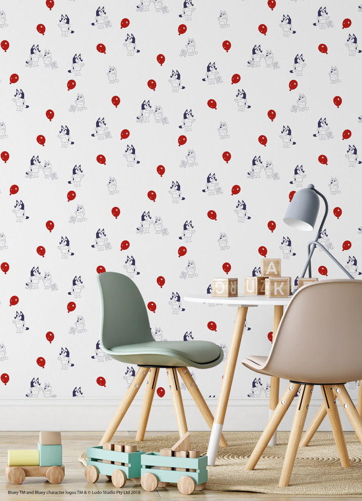 Bluey Keepy Uppy White Peel and Stick Wallpaper