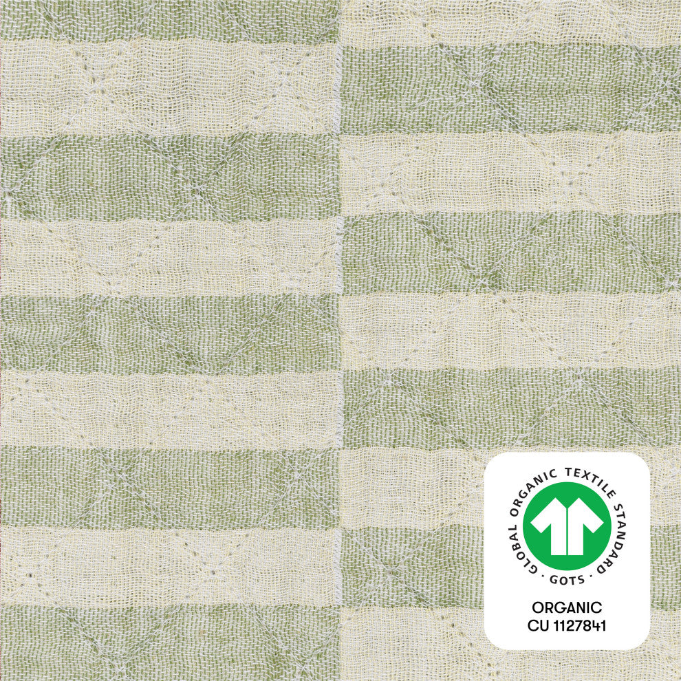 Quilted Changing Pad Cover, GOTS Certified Organic Muslin Cotton, Moss Stripe