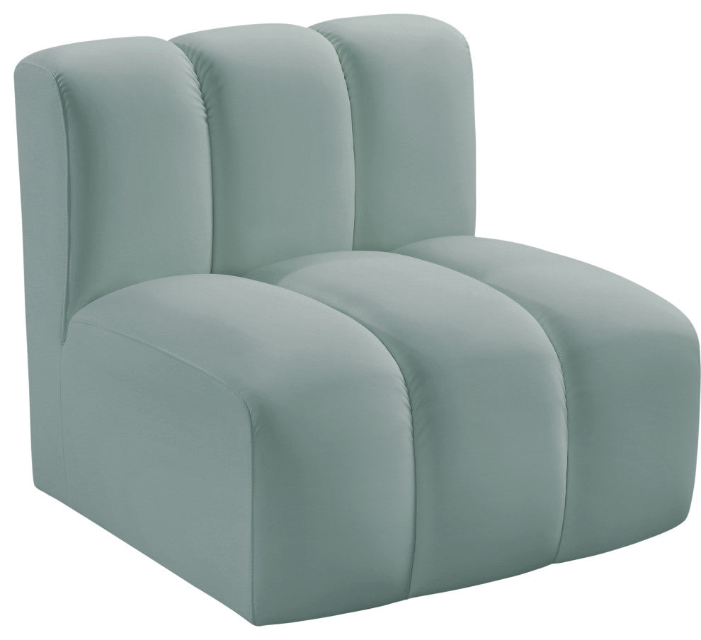 Arc Upholstered Modular Component, Green, 1-Piece: Straight Chair, Vegan Leather