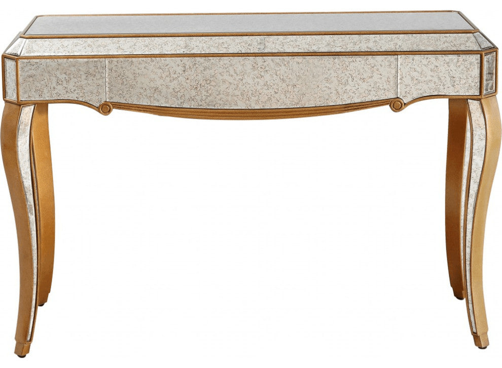 Antiqued Gold Wooden Console Table