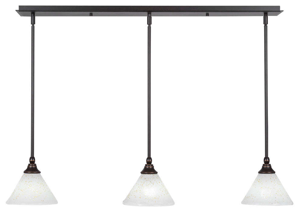 Stem 3-Light Pendalier with Hang Straight Swivel, Dark Granite/Gold Ice