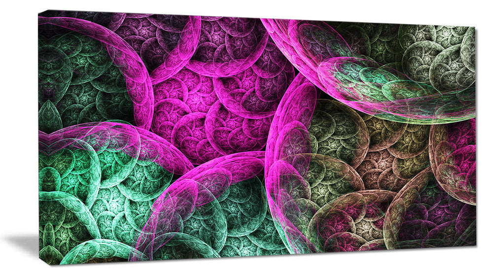 Pink Green Dramatic Clouds, Abstract Canvas Wall Art, 32x16