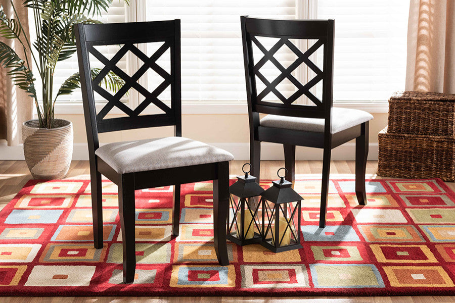 Kirby Contemporary Gray and Dark Brown Dining Chair, Set of 2