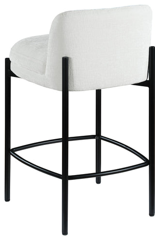 Burton Chenille Fabric Upholstered Stool (Set of 2), Cream