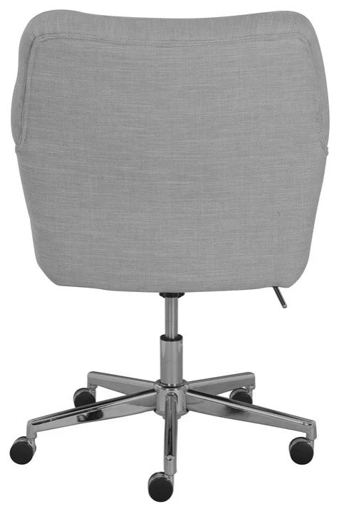Comfy Office Chair, Memory Foam Cushioned Seat & Button Tufted Back, Light Gray