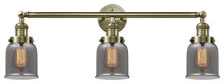 Bell 3-Light 30" Bath Vanity Light, Antique Brass, Plated Smoke