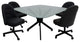 M-235 Dinette Swivel Metal Caster Chairs - Clear Glass, Black Vinyl - Black, Cra