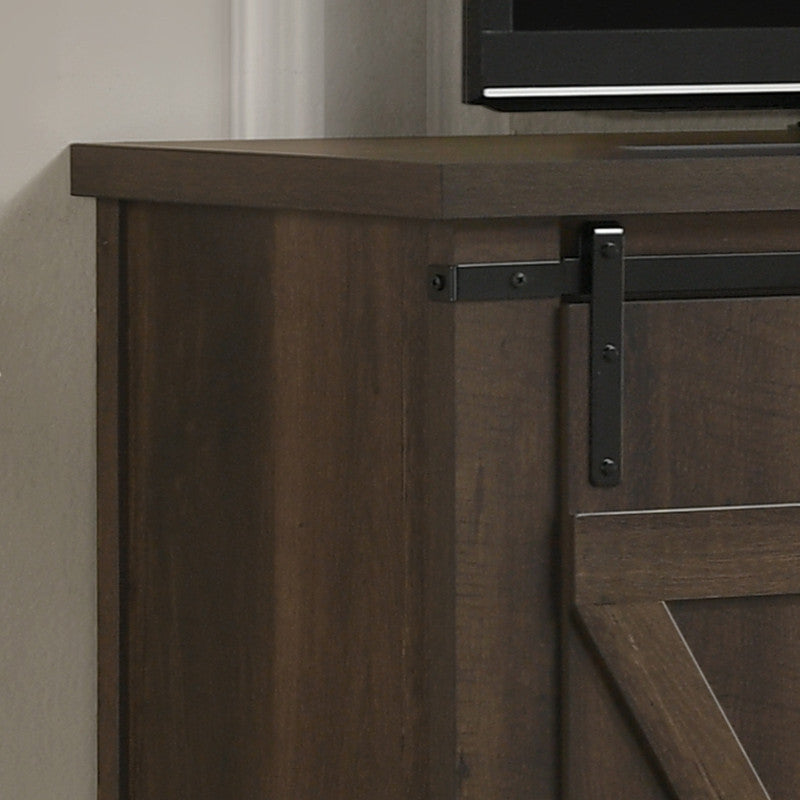 Asher Dark Dusty Brown 54"W TV Stand With Sliding Doors and Cable Management