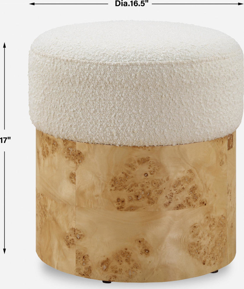Uttermost 23855 Swirls 16"W Standard Ottoman - Maple / Ivory