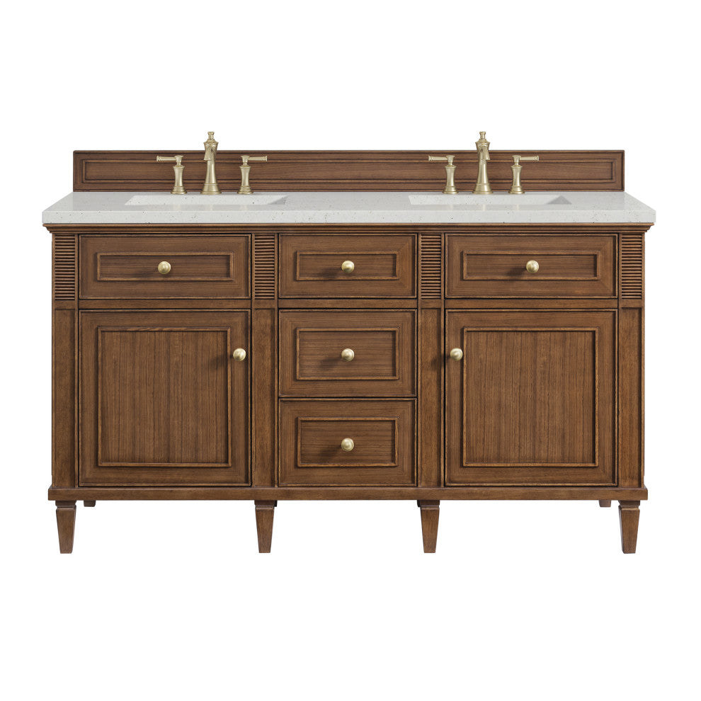 Lorelai 60" Double Vanity, Mid-Century Walnut, 3 CM Lime Delight Top
