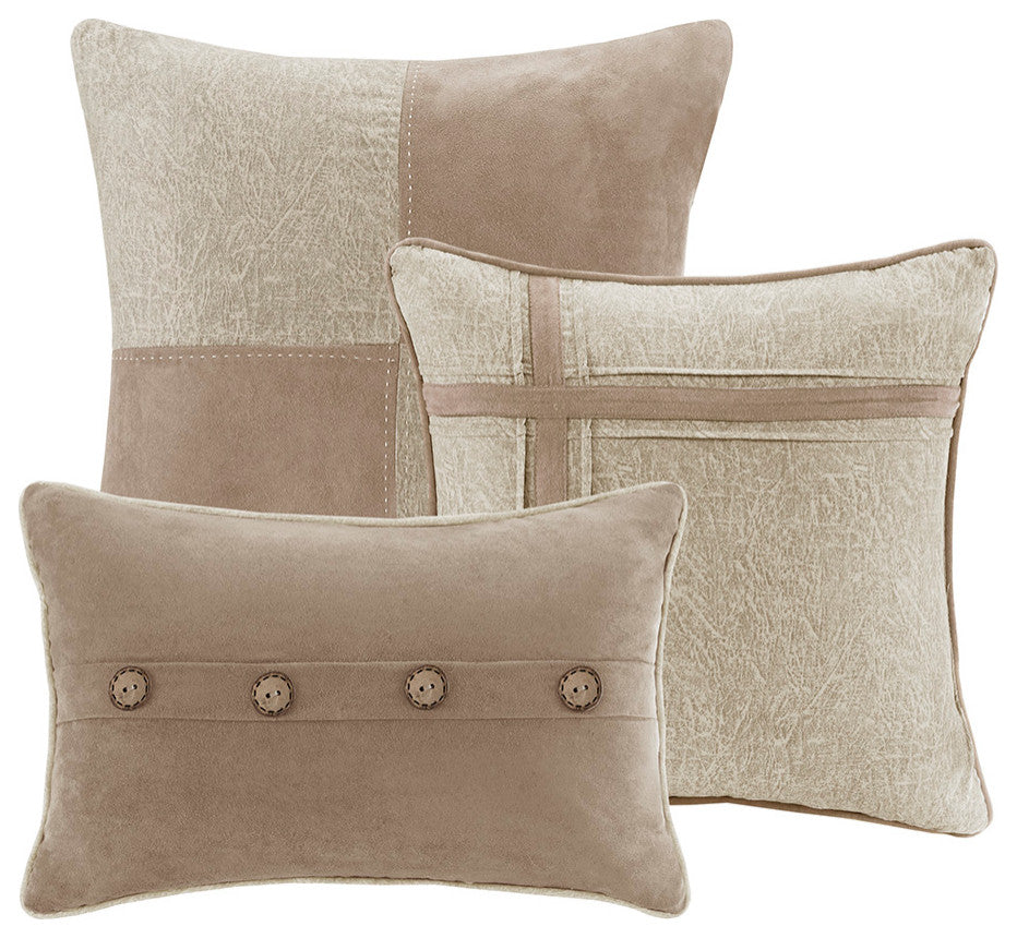 Madison Park Boone Lodge Cabin Microsuede 7-Piece Comforter Set, Taupe, Queen