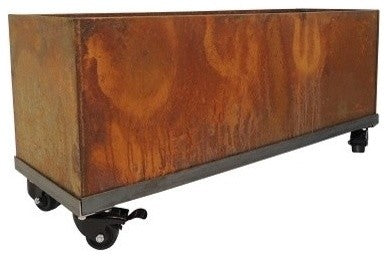 Corten Trough on Casters, Corten, 20"x46"