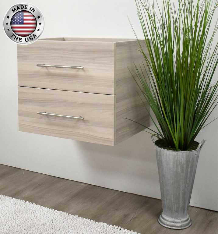 Napa 30" Modern Floating Bathroom Vanity With Round Handles Cabinet Only, Ash Gray