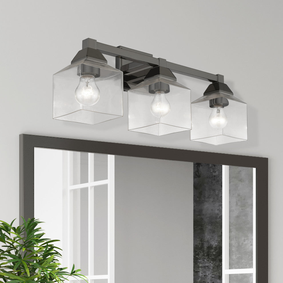 Aragon 3 Light Black Chrome Vanity Sconce