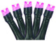 20 Battery Operated Pink LED Wide Angle Christmas Lights - 9.5 ft Green Wire