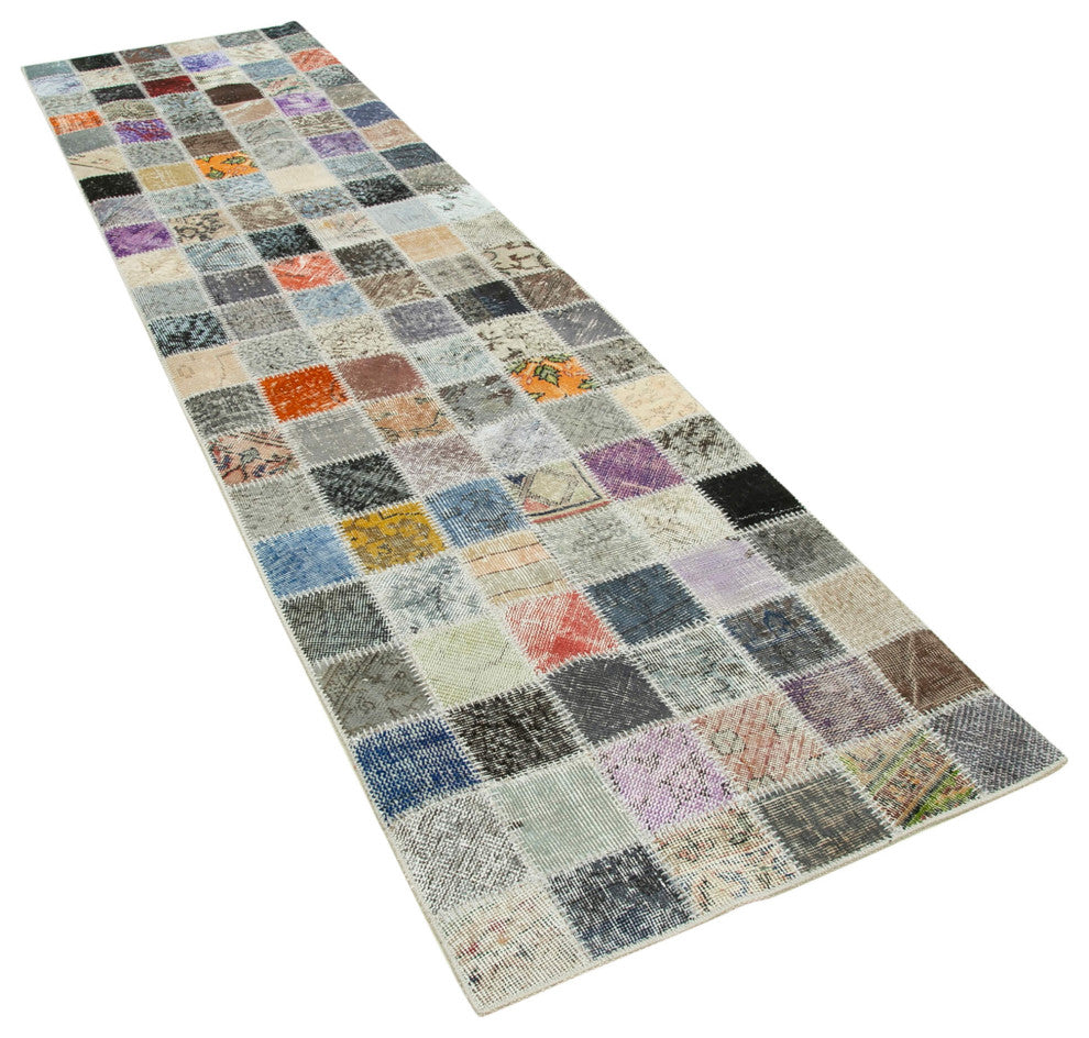 Rug N Carpet - Hand-Knotted Anatolian 2' 10" x 10' 7" Wool Patchwork Runner Rug