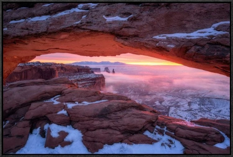 "The Moment Right Before Sunrise" Framed Canvas Giclee by Daniel F, 31x21"
