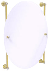 Carolina Crystal Oval Frameless Rail Mounted Mirror, Satin Brass