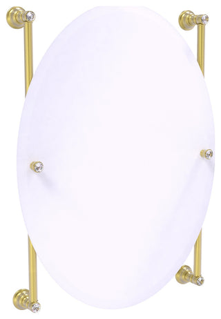 Carolina Crystal Oval Frameless Rail Mounted Mirror, Satin Brass