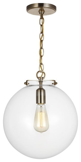 Sea Gull Lighting Kate 1 LT Sphere Pendant, Satin Brass/Clear