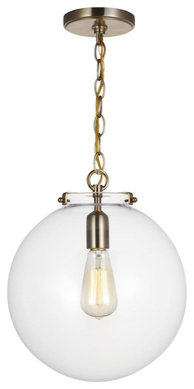Sea Gull Lighting Kate 1 LT Sphere Pendant, Satin Brass/Clear