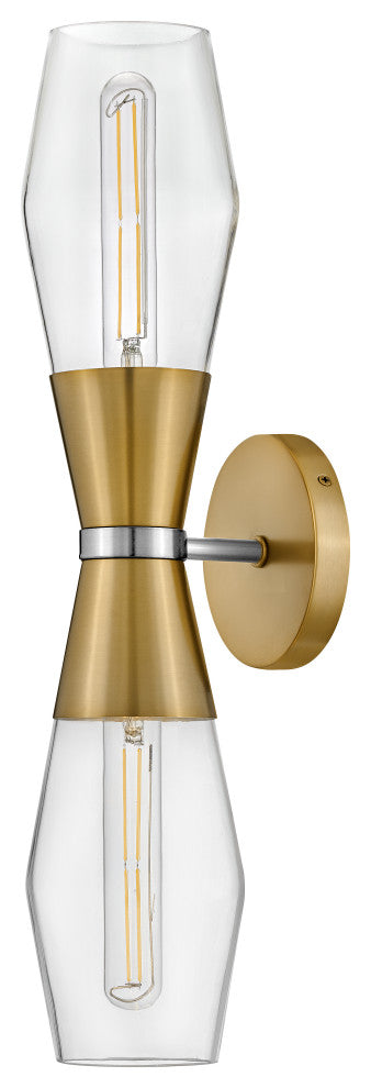 Lark Livie 22" Tall Wall Sconce, Lacquered Brass + Polished Nickel