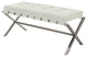 Auguste Bench in Brushed Stainless Steel Frame, White, Small