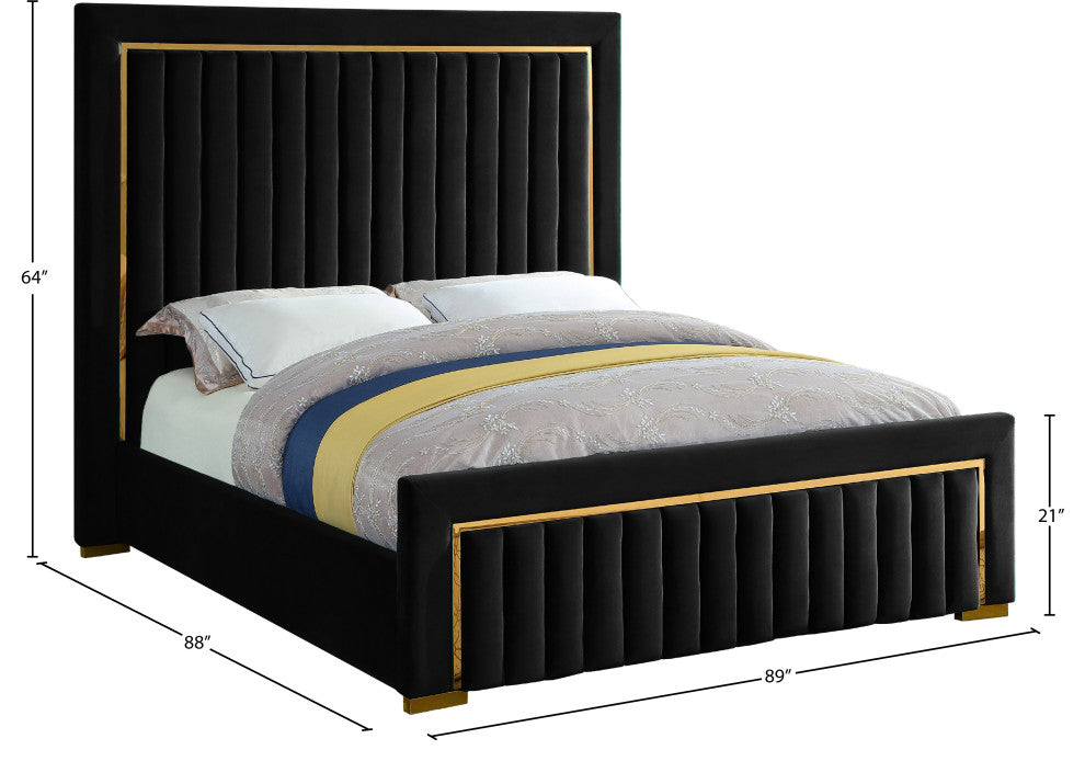 Dolce Velvet Upholstered Bed, Black, King