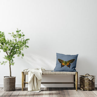 Colorful Swallowtail Polyester Indoor Pillow, Dusty Smoke Blue, 20"x20"