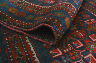 Semi-Antique Collin Navy/Red Runner, 3'4x10'5