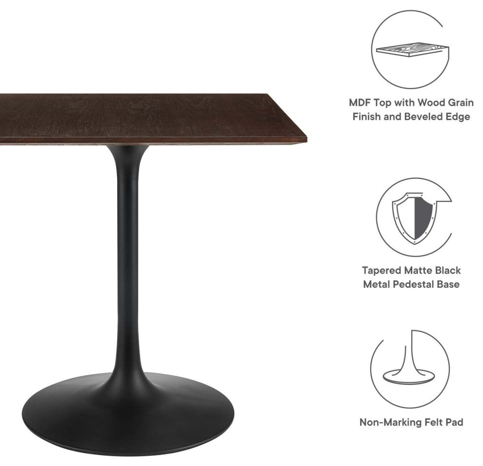 Lippa 28" Wood Square Dining Table EEI-4865-BLK-CHE