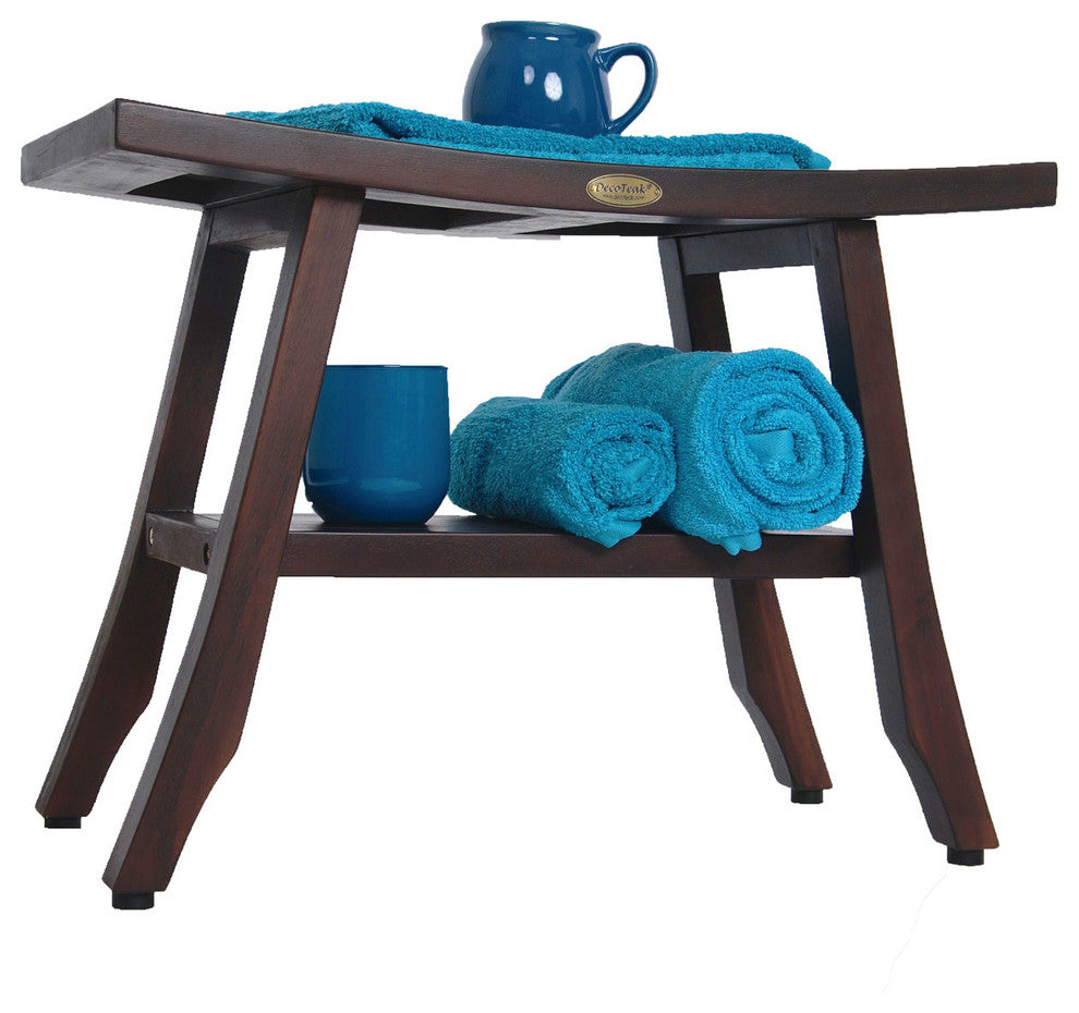 Satori Eastern Style Shower Stools With Shelf, 24", 24"
