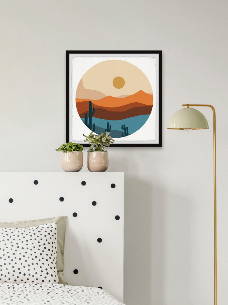 "Cactus on Cliffside" Framed Painting Print, 24x24