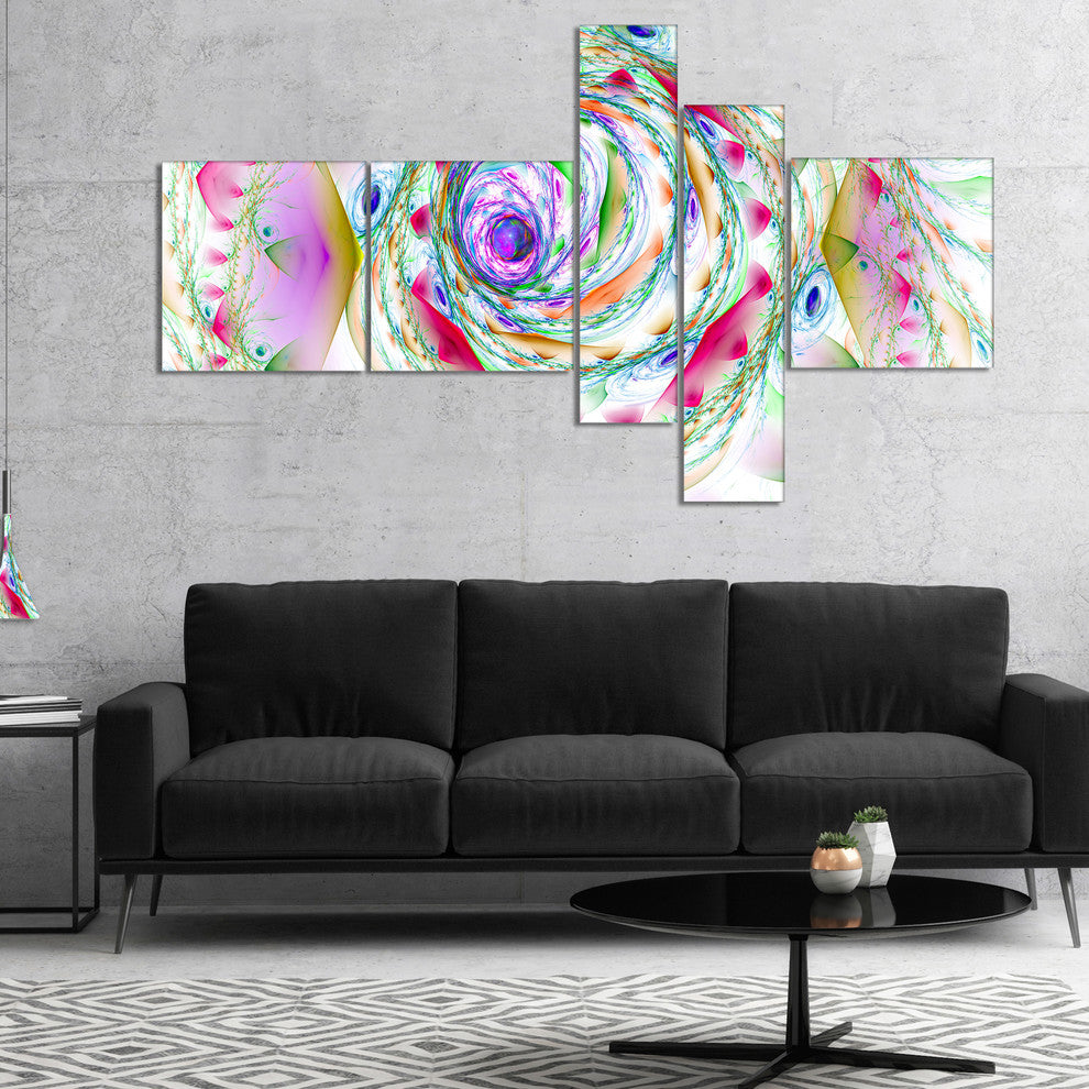 Multi Color Exotic Flower Whirlpool, Floral Canvas Art Print, 60"x32", 5 panels