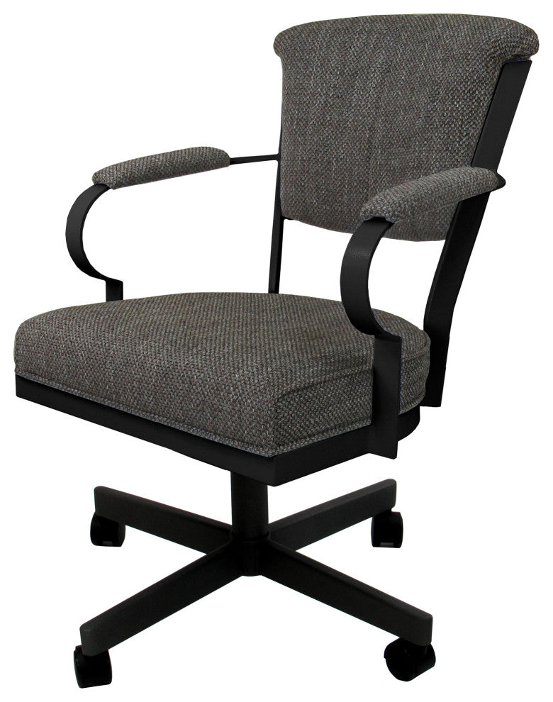 Set of 4, Miami Swivel Metal Caster Chairs, Reading Base, Plumley Cocoa, Black