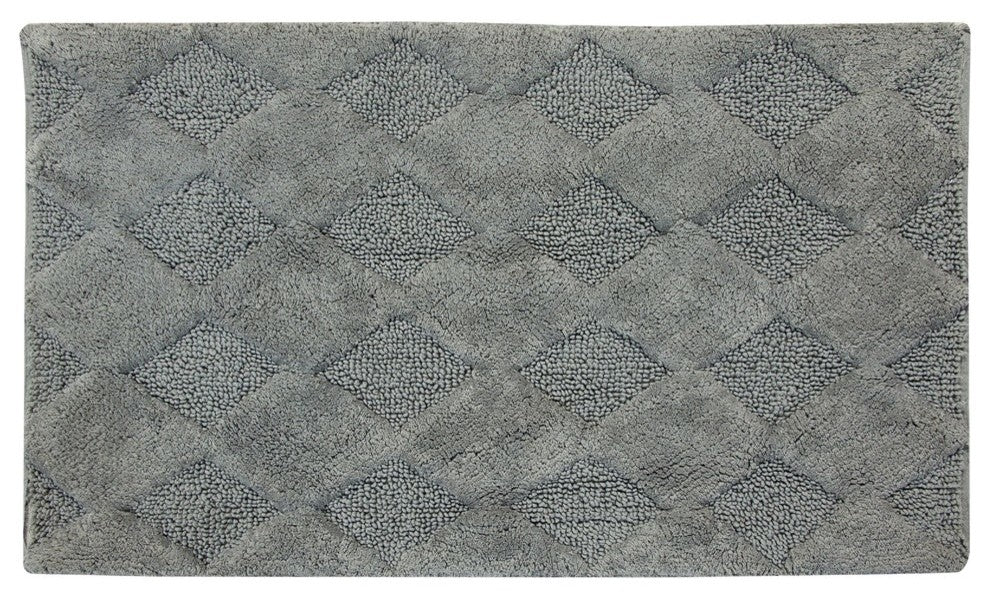 Bath Rug Cotton, 2 Piece Set, 34"x21" and 36"x24", Gray, GSF 210, Charlotte