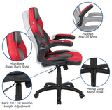 Gaming Desk & Red Racing Chair Set w/Cup Holder, Headphone Hook & 2 Wire Holes