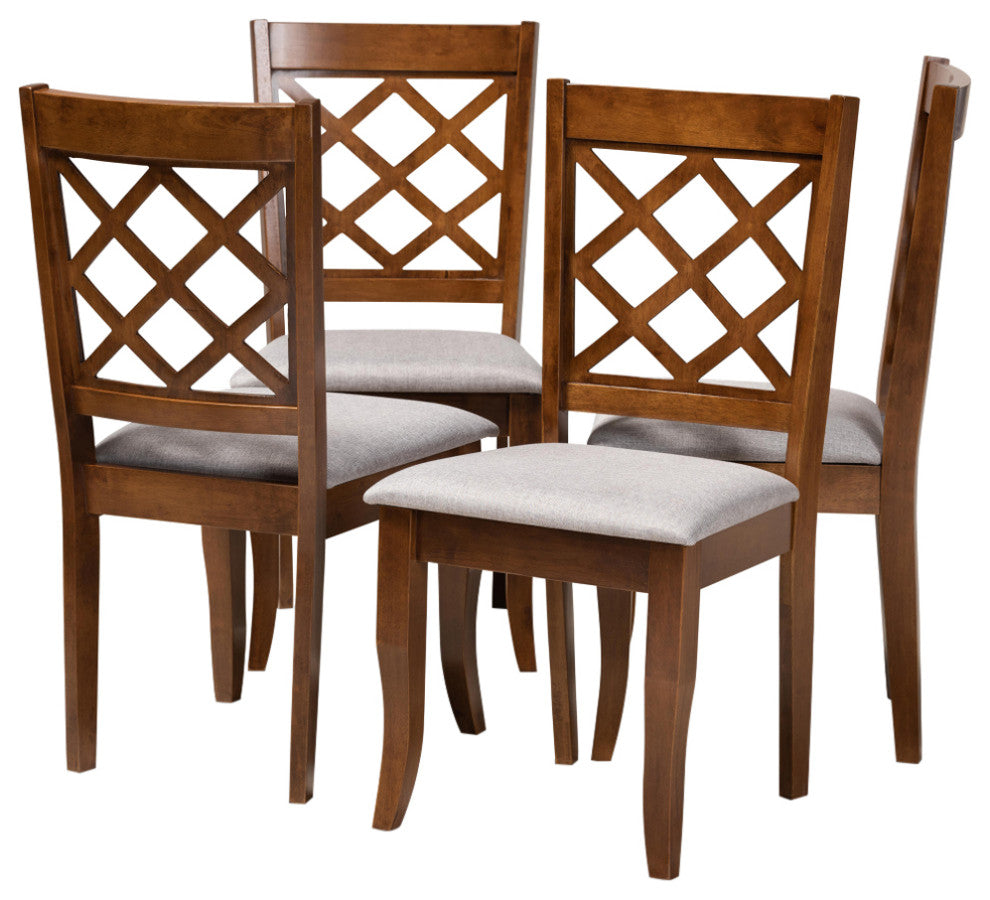 Connell 4-Piece lWalnut Effect Dining Chair Gray Cushion
