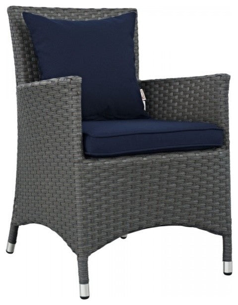 Modway Sojourn 4 Piece Outdoor Patio Sunbrella Dining Set, Canvas Navy
