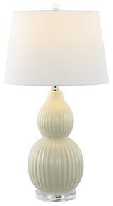 Thatcher 28.25" Contemporary Transitional Ceramic LED Table Lamp, Light Olive