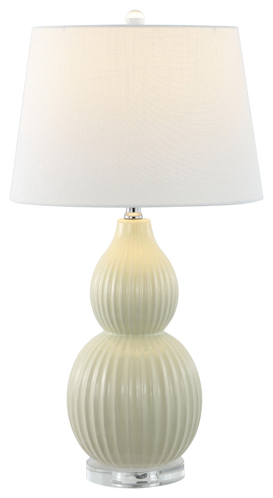 Thatcher 28.25" Contemporary Transitional Ceramic LED Table Lamp, Light Olive