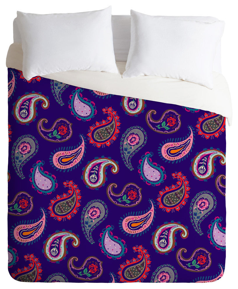 Deny Designs Pimlada Phuapradit Purple Paisleys Duvet Cover-Lightweight