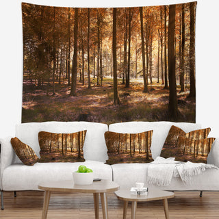 Thick Fall Forest with Orange Leaves Landscape Wall Tapestry, 60"x50"