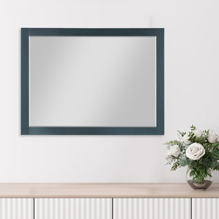 Maribella Rectangular Bathroom Wood Framed Wall Mirror, Classical Blue, 48"