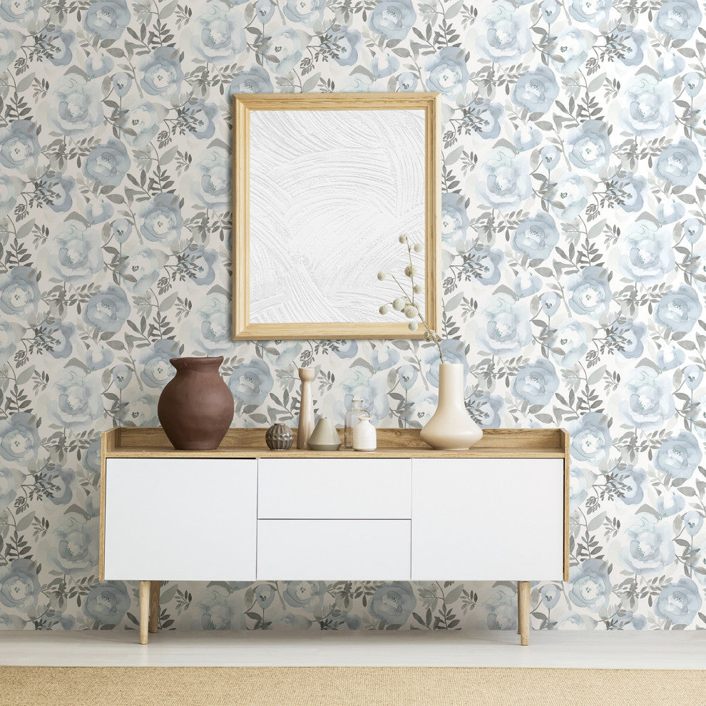 Orla Blue Floral Wallpaper Bolt