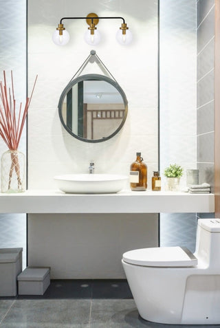 Elegant Lighting LD7035W28 Hanson 3 Light 28"W Vanity Light - Black / Brass /