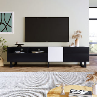 Gewnee TV Stand for 80'' TV with Double Storage Space, Black