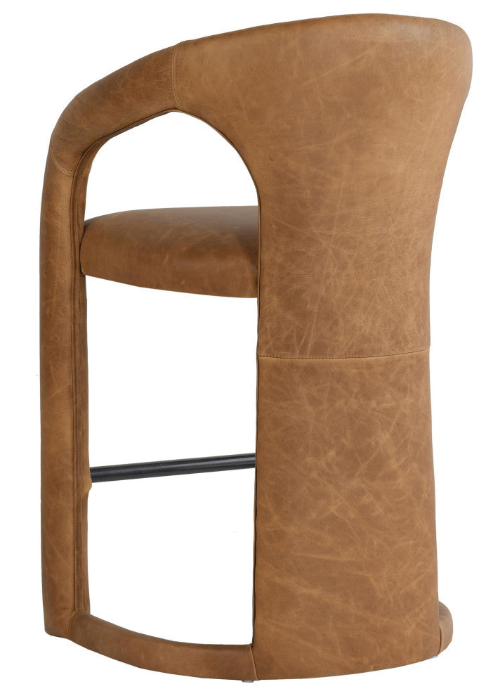 Kosas Home Archie 26" Distressed Leather Counter Stool, Brown