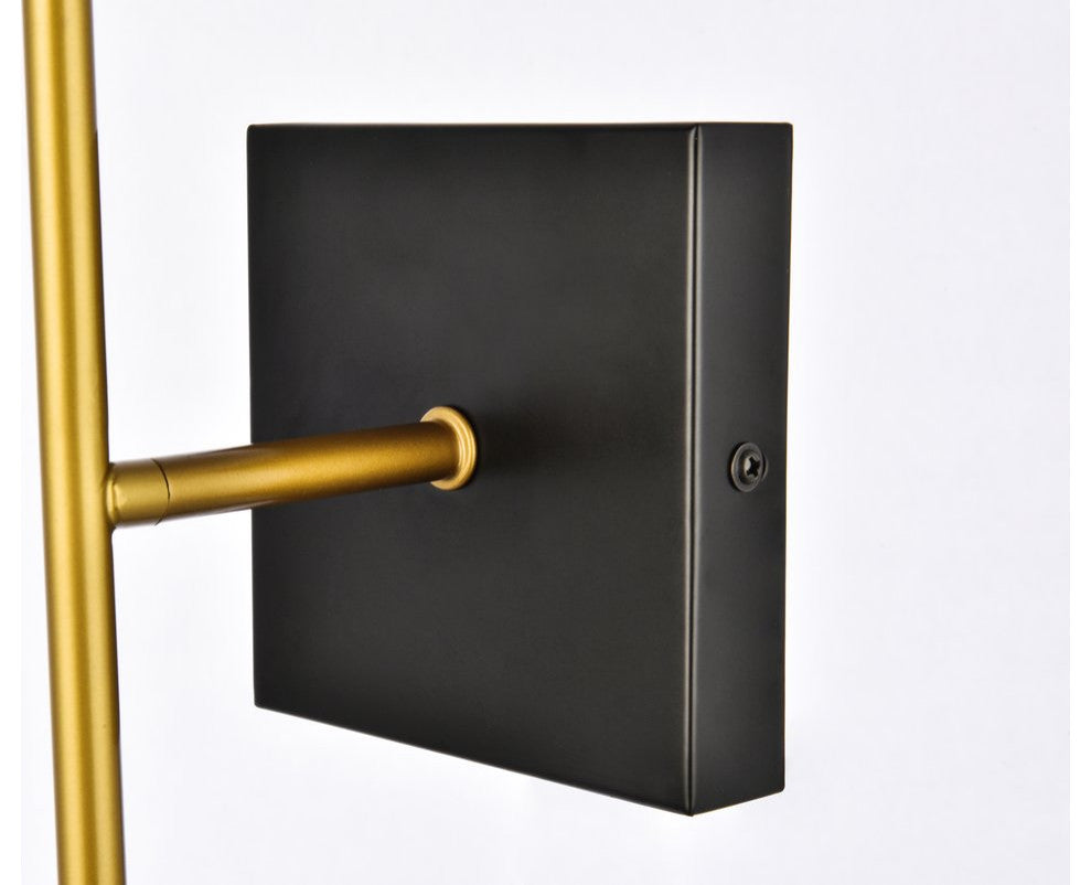 Noah 2-Light Black and Brass and Clear Glass Wall Sconce