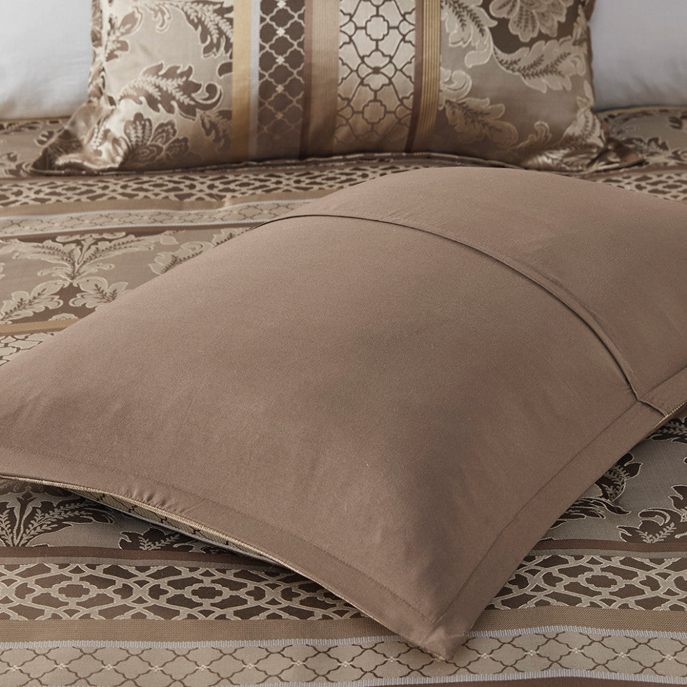 Madison Park Bellagio Classic Botanical 7-Piece Comforter Set, Gold/Brown, Cal K